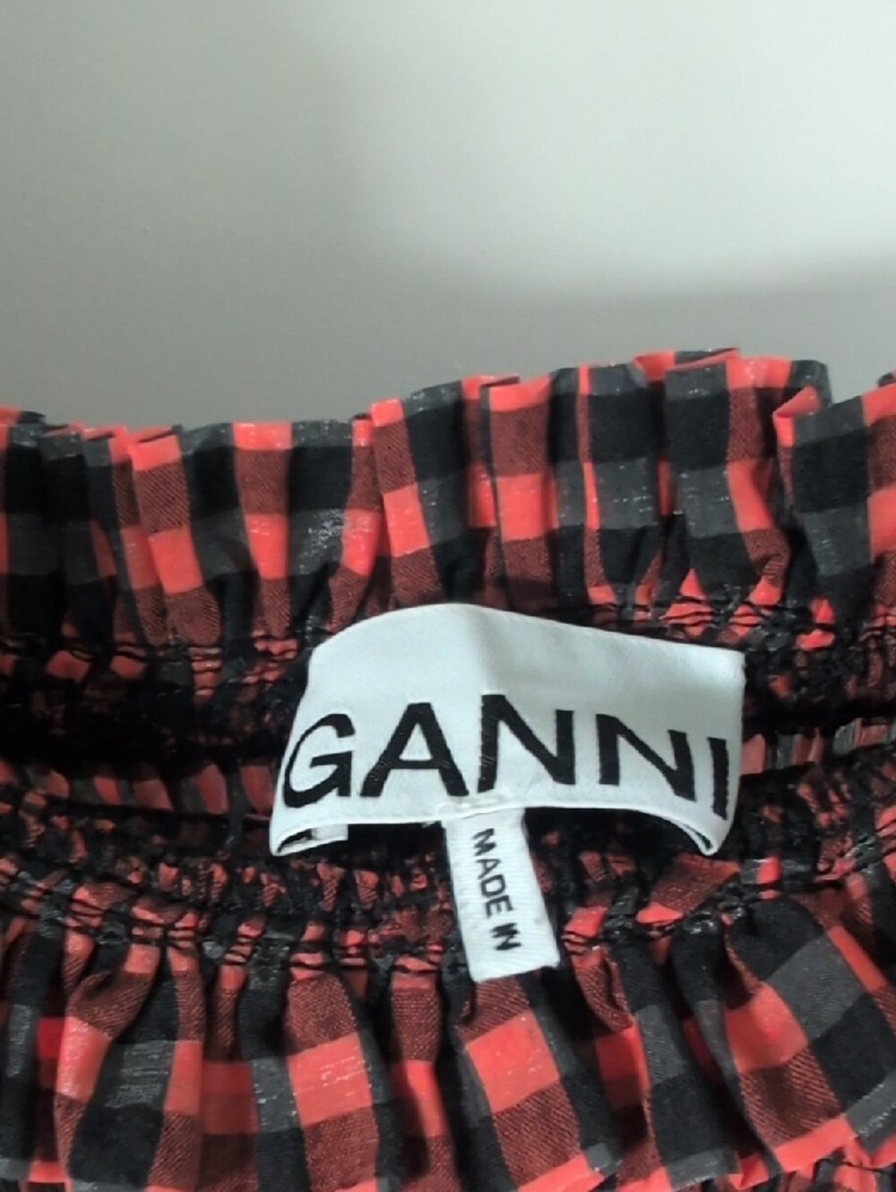 Ganni Black and Pink Checked Smocked Maxi Dress - Picture 3 of 7